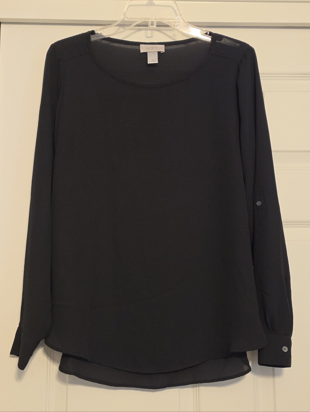 LOFT Black Long-Sleeve Blouse